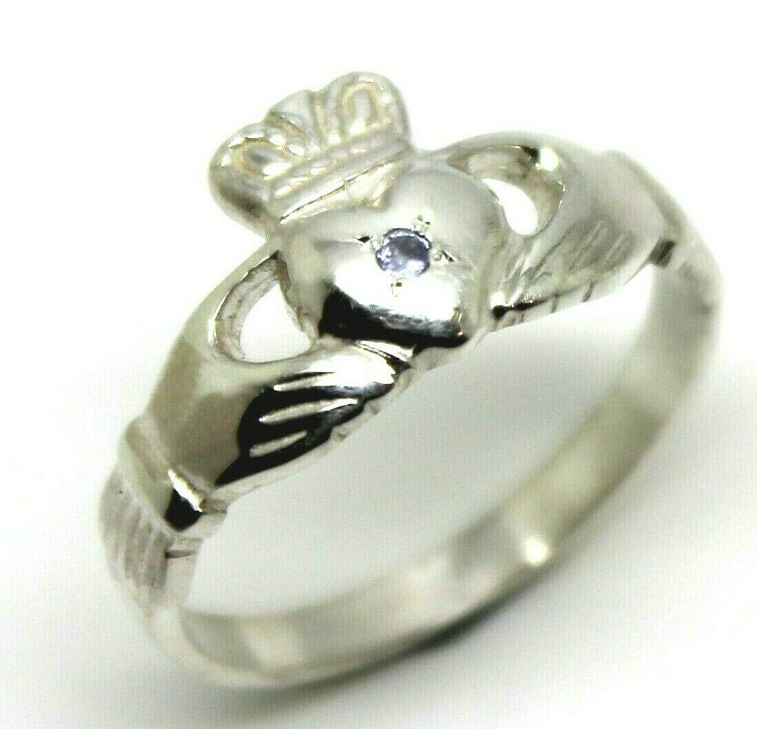 Size M New Sterling Silver 925 Tanzanite Claddagh Ring