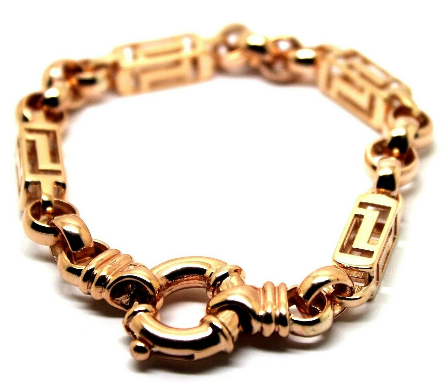 Heavy Solid 9ct Yellow,  Rose or White Gold Solid Belcher & Greek Key Bracelet