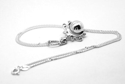 Kaedesign, Sterling Silver Chain Kerb 50cm Necklace & Ball Spinner Pendant