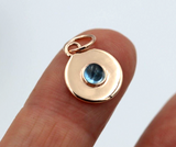 Genuine 9ct Genuine Yellow, Rose or White Gold 12mm Cabochon Topaz disc round circle pendant