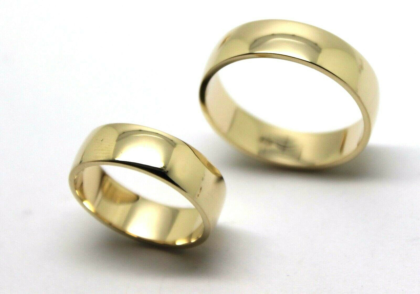 His & Hers Genuine 2 X Full Solid 9Ct Yellow Gold 6mm Wide Wedding Couple Bands Rings