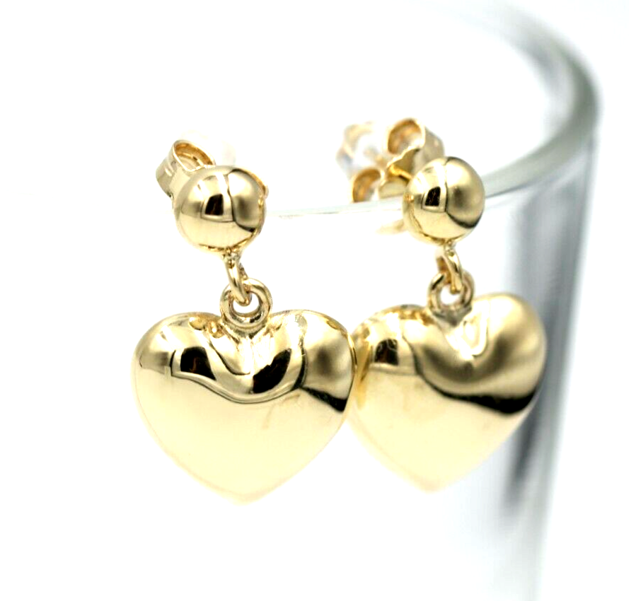 Genuine 9ct Yellow, Rose or White Gold Spinning Half Bubble Heart Stud Earrings