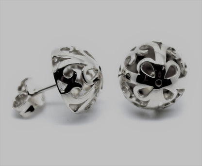 Genuine 9ct Yellow, Rose Or White Gold Half Ball 10mm Stud Flower Earrings