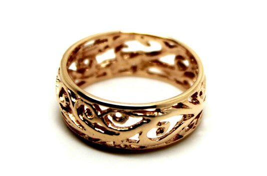 Size J 1/2 Genuine 9ct 9K Full Solid Wide Yellow, Rose or White Gold Filigree Vine Ring 235