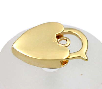 Genuine New 15mm 9ct Yellow, Rose or White Gold Plain Heart Pendant Padlock