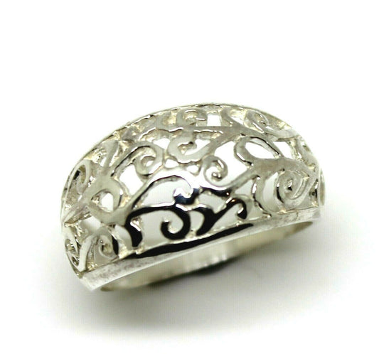 Size N Solid Sterling Silver Wide Filigree Ring