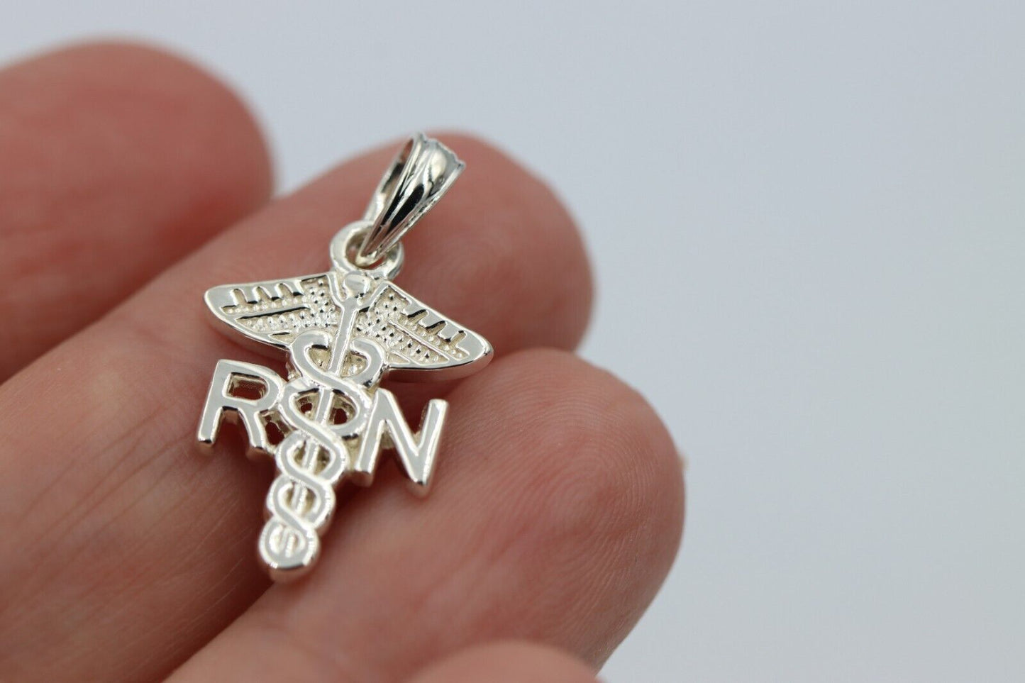 Sterling Silver RN Registered Nurse Serpent Pendant / Charm