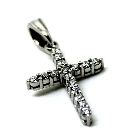 New Genuine 18ct 18k 750 White Gold Crucifix Cross And Genuine Diamond Pendant