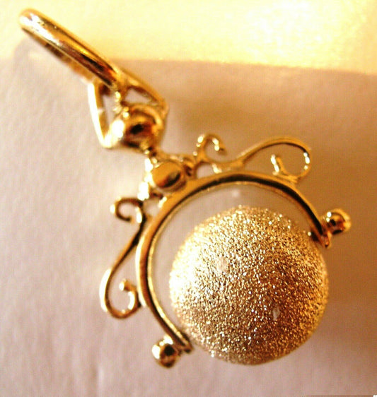 Genuine 9ct 9k Yellow, Rose or White Gold 12mm Frosted Ball Spinner Pendant