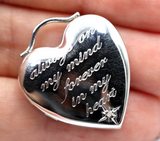 Sterling Silver Oval Diamond Engraved Heart Locket for 2 pictures - Free Post