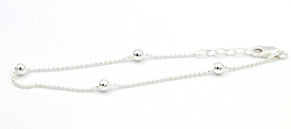 Sterling Silver 925 Thin 1.2mm and 4mm ball bracelet 19cm long