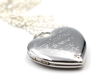 Sterling Silver Oval Diamond Engraved Heart Locket 2 pictures + Chain Free Post