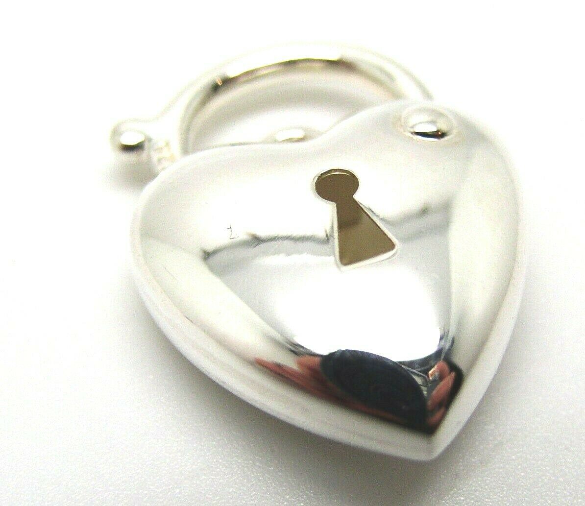 Genuine Sterling Silver 925 Bubble Heart Padlock Pendant 15mm x 22mm