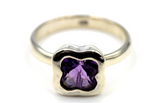 Size P Genuine Sterling Silver Purple Amethyst Clover Ring -Free express post