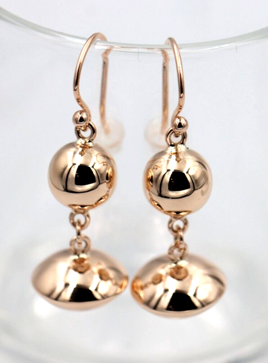 Genuine 9ct 9kt Yellow, Rose or White Gold Heavy Fancy Ball Drop Earrings