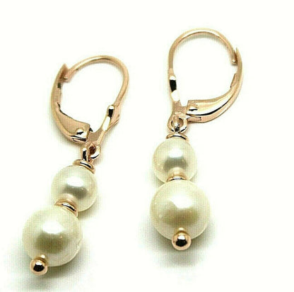 Genuine New 9ct 9kt Rose Gold 6mm & 8mm White Pearl Continental Clip Earrings