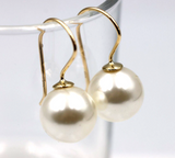 Kaedesigns New 9ct 9k Yellow, Rose or White Gold 14mm Shell Pearl Ball Drop Earrings