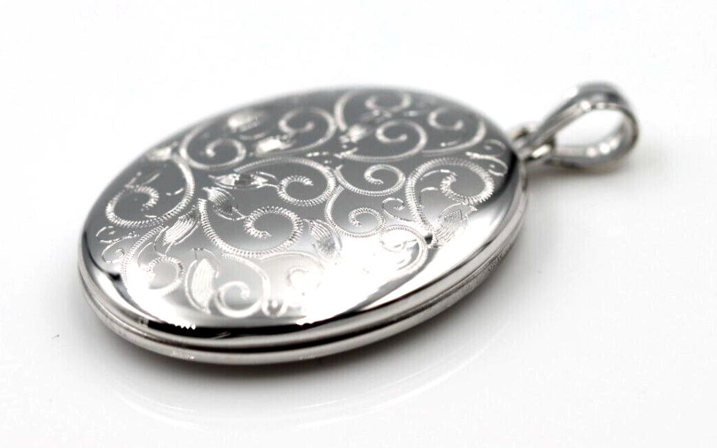 Sterling Silver 925 Oval Swirl Pendant Locket 2 photos