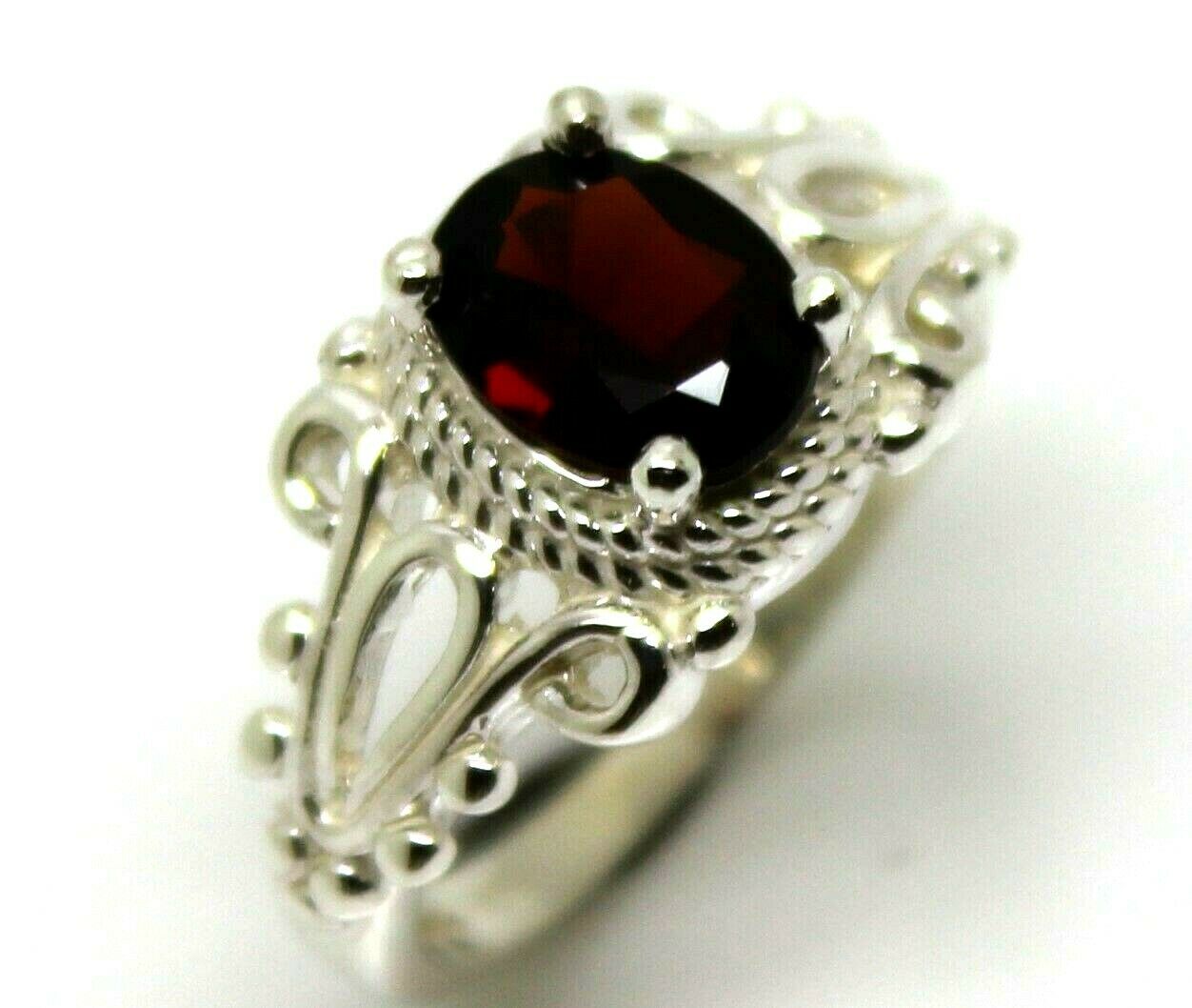 Size K 1/2 Sterling Silver Red Garnet Jan Birthstone Filigree Ring