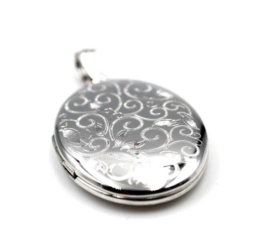 Sterling Silver 925 Oval Swirl Pendant Locket 2 photos