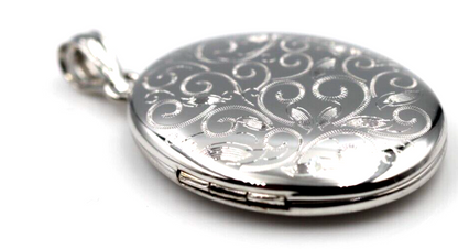 Sterling Silver 925 Oval Swirl Pendant Locket 2 photos