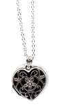 Genuine Sterling Silver Diamond Set Filigree Heart Locket + Necklace -Free post