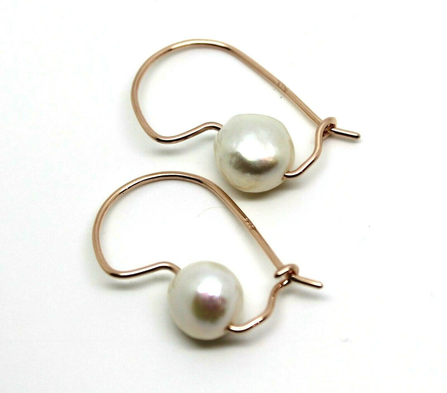 Genuine New 9ct 9k Yellow or Rose Gold 10mm White Baroque Freshwater Pearl Earrings