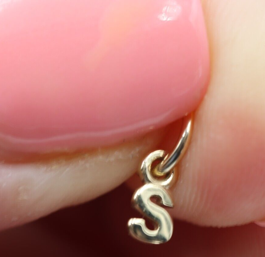 Genuine 9ct 9kt Genuine Tiny Very Small Yellow, Rose or White Gold Initial Pendant Charm S