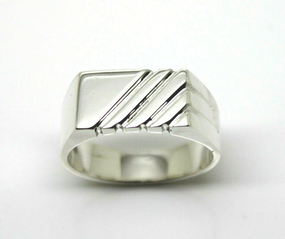 Genuine Sterling Silver 925 Mens Rectangular Signet Ring