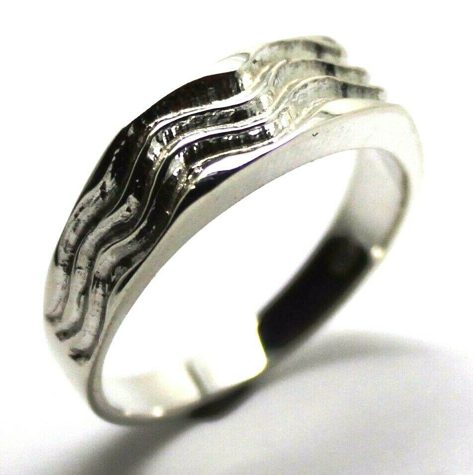 New Sterling Silver Full Solid Swirl Wave Ring