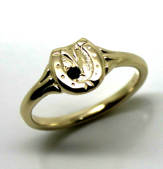 Size O New Genuine New 9ct Yellow, Rose or White Gold Childs Horse Shoe Sapphire Set Ring