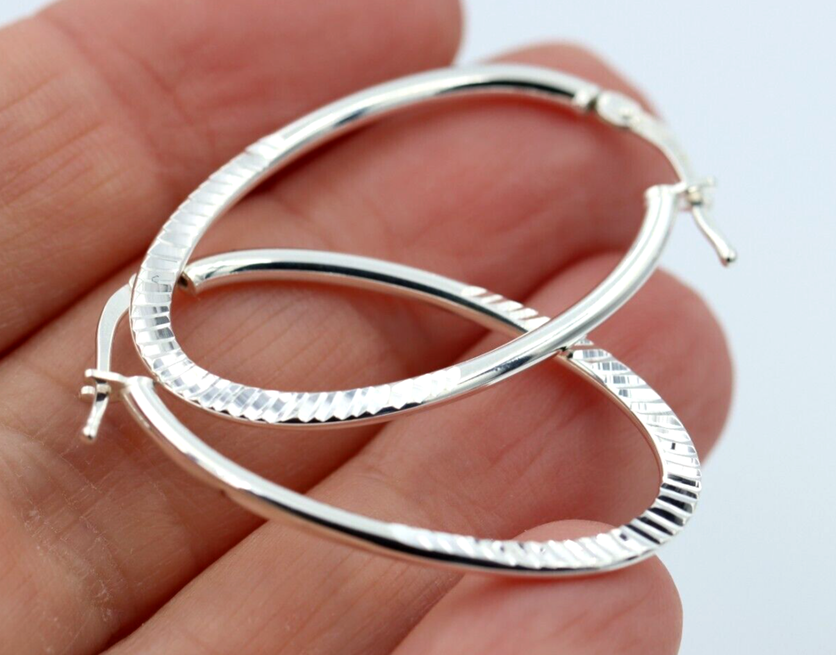 Kaedesigns, Genuine Sterling Silver 925 25mm Oval Hoop 35m x 20mm Hoop Earrings