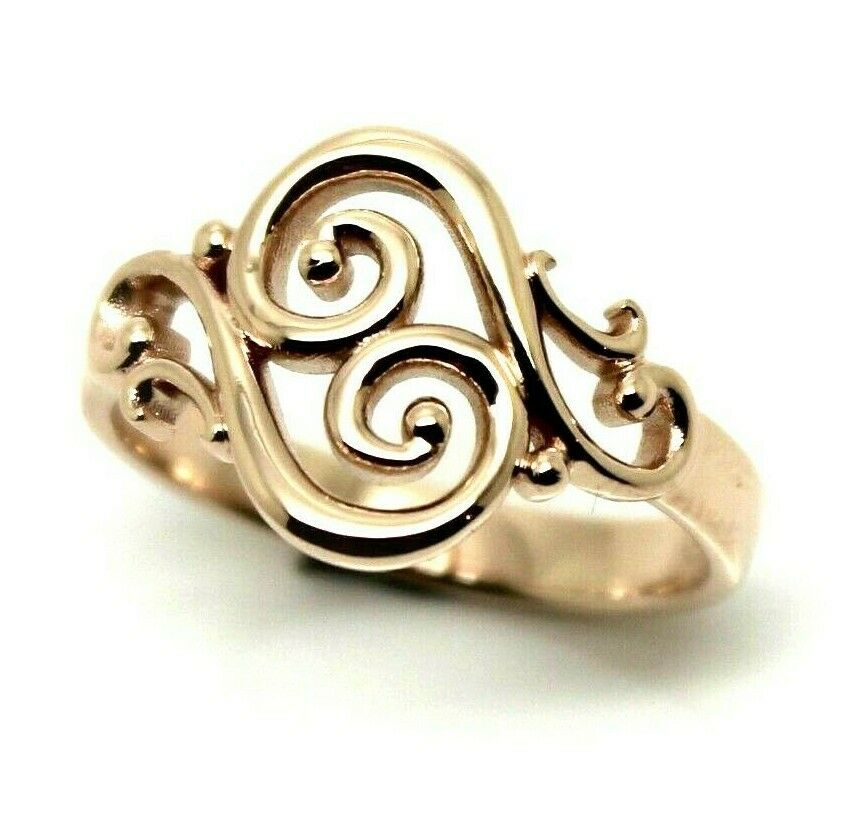 Genuine 9ct Gold 375 Full Solid Yellow, Rose or White Gold Filigree Swirl Ring - Choose your size from H to M