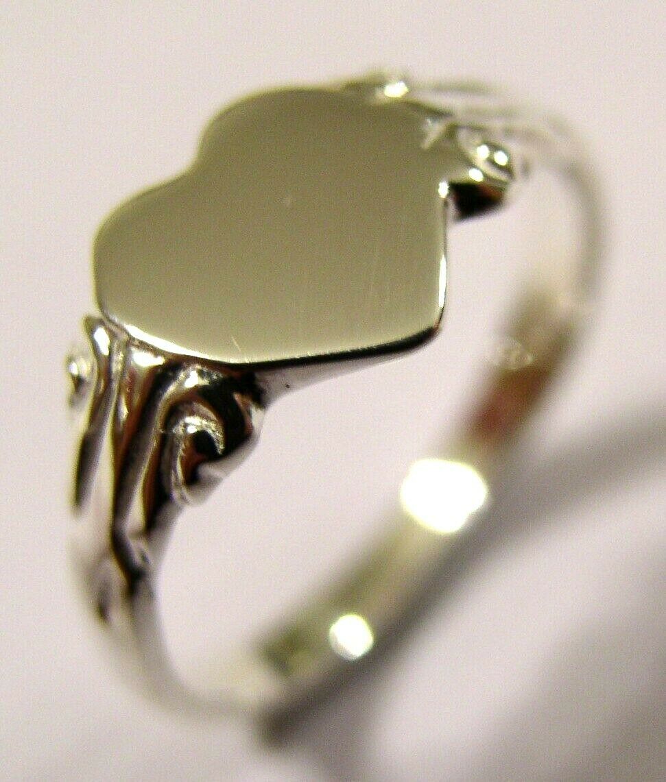 Kaedesigns, Genuine 925 New Childs Solid Sterling Silver Heart Signet Ring