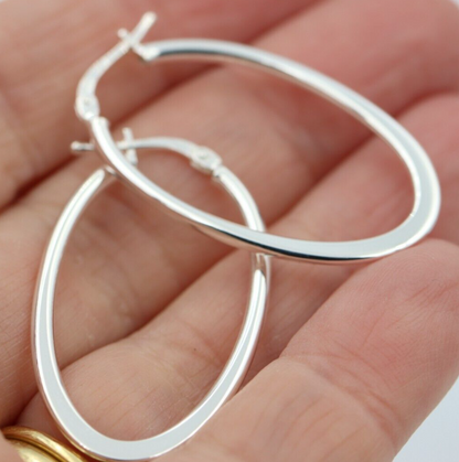 Kaedesigns, Genuine Sterling Silver 925 25mm Oval Hoop 35m x 20mm Hoop Earrings