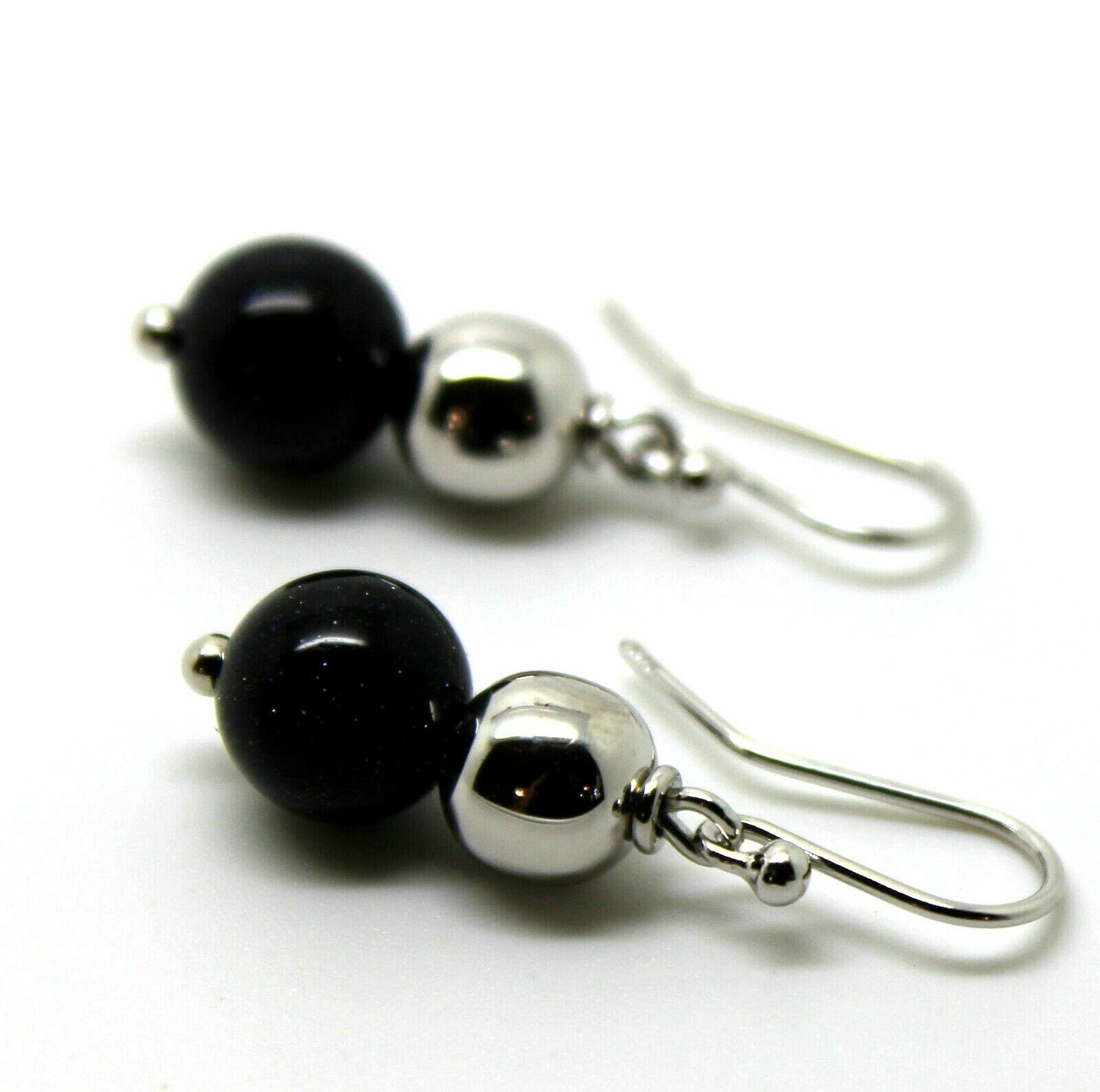 Sterling Silver 8mm Silver Ball & 10mm Onyx Wide Ball Earrings