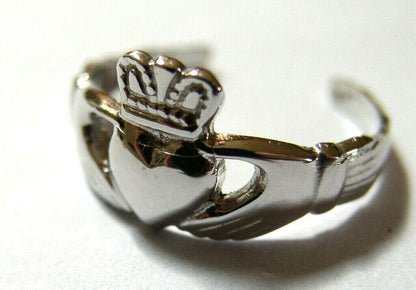 Solid Sterling Silver 925 Irish Claddagh Toe Ring