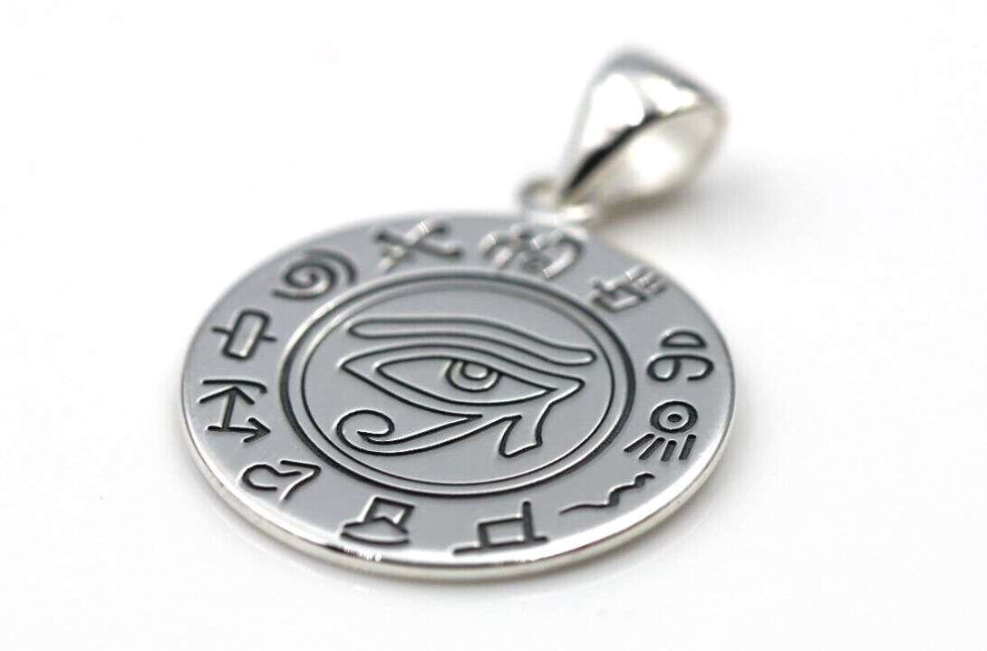 Genuine Sterling Silver 925 18mm Round 'Eye of Horus' Pendant