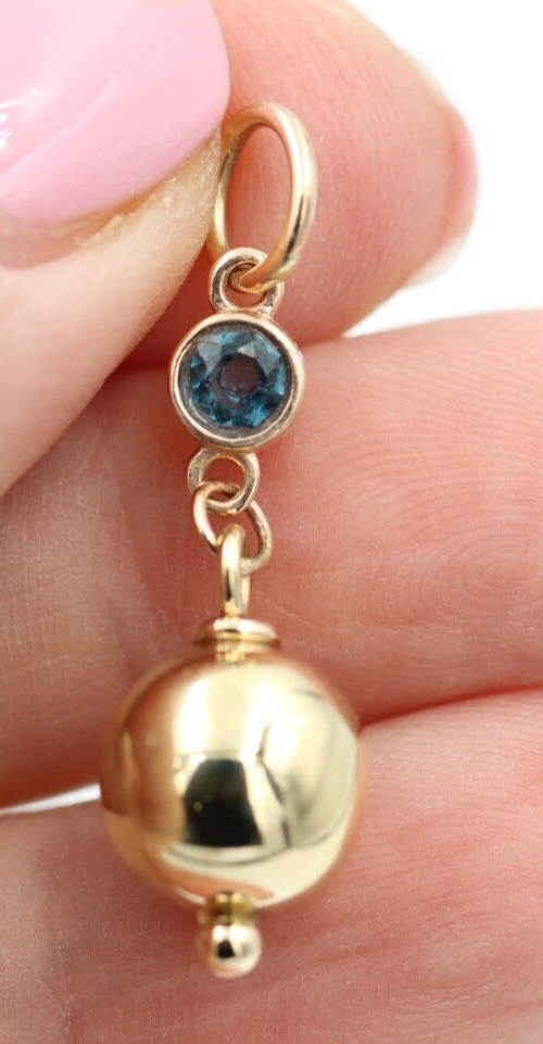 9ct Genuine Rose / Yellow Gold London Blue Topaz Ball Round Circle Pendant