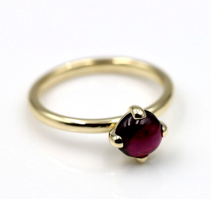 Size L 1/2 Genuine 9ct 9k Yellow, Rose or White Gold Cabochon Garnet Stacker Ring