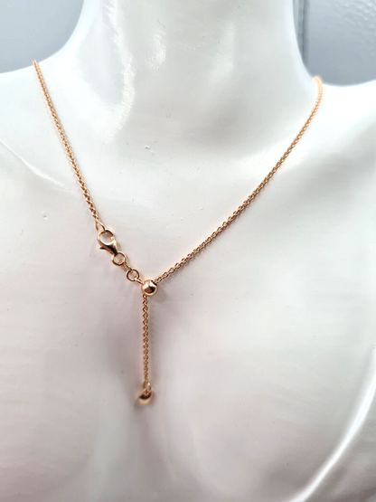 Genuine 58cm 9ct 9k Yellow or Rose Gold Ladies Fine Slider Heart Necklace Chain