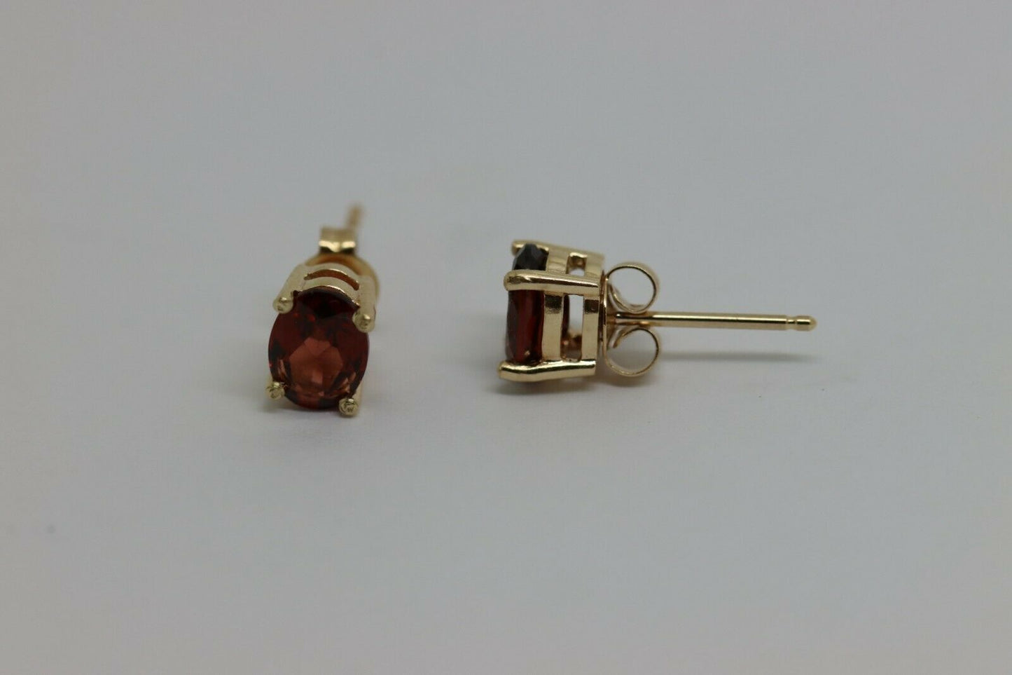 Genuine 9ct 9k Yellow or White Gold Genuine Natural Oval Garnet Stud Earrings