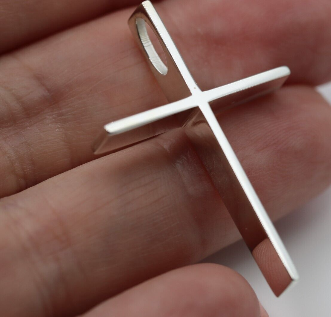 Kaedesigns New Genuine Large Sterling Silver Stick Cross Pendant