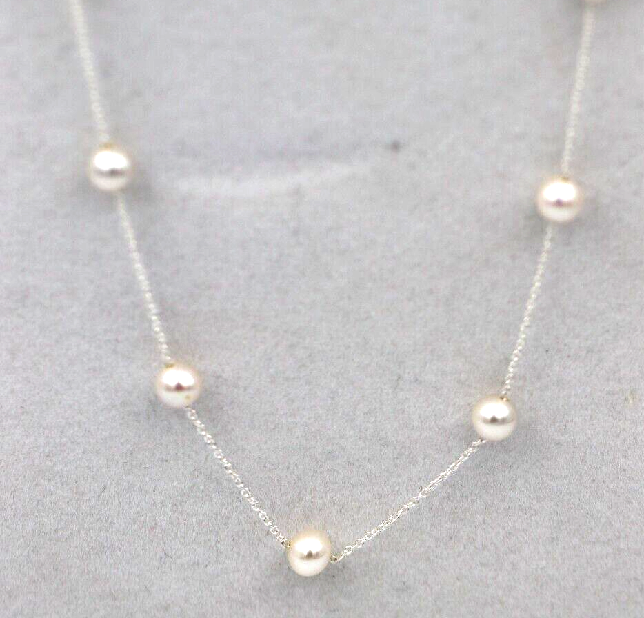 Genuine Sterling Silver Freshwater Cultured Pearl Necklace - 42cm + 5cm Extender