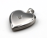 Sterling Silver Heart Diamond Heart Brushed/Polished Locket *Free express post
