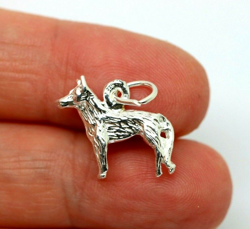 Kaedesigns 3D Genuine Sterling Silver 925 Alsatian Dog / German Shepherd Charm or Pendant