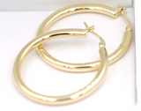 Genuine 9ct Yellow, Rose or White Gold Ball 31mm Hoop Earrings