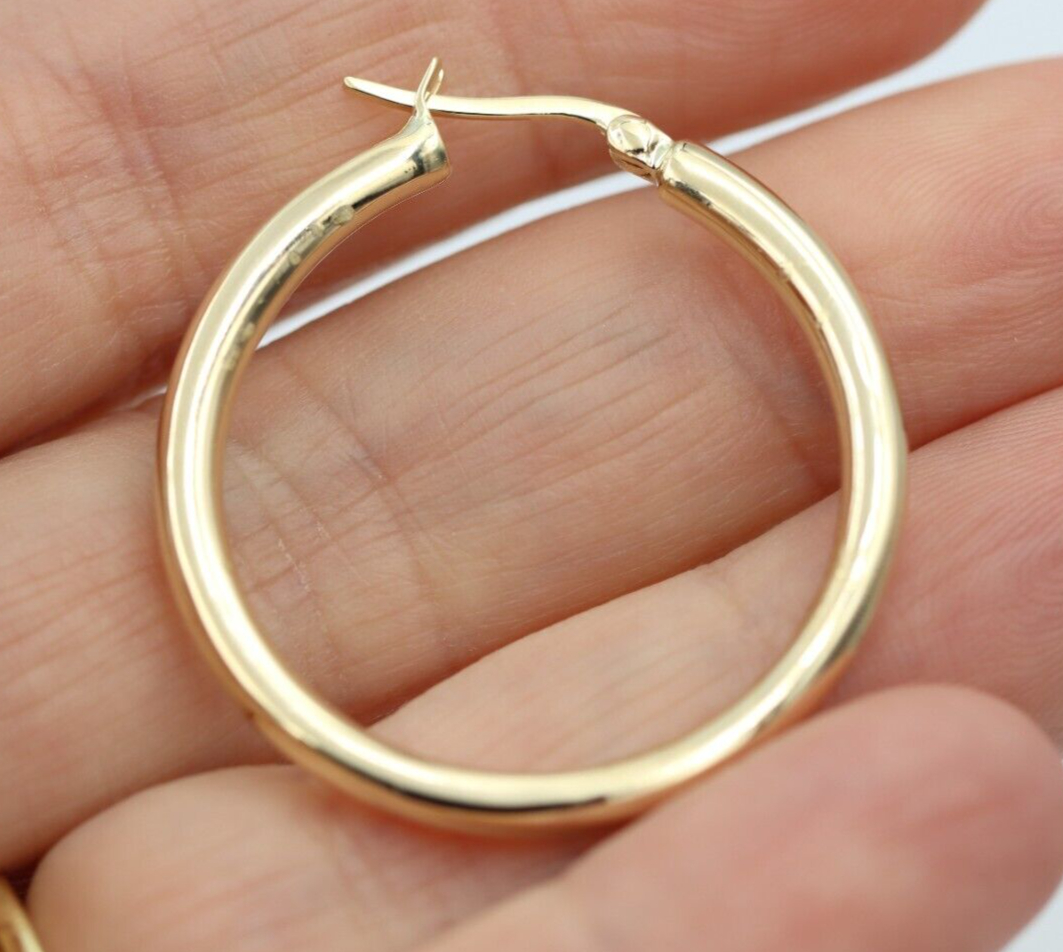 Genuine 9ct Yellow, Rose or White Gold Ball 31mm Hoop Earrings