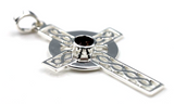 Kaedesigns Large Sterling Silver 925 Garnet Celtic Cross Pendant