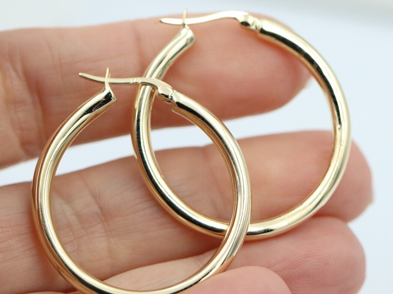 Genuine 9ct Yellow, Rose or White Gold Ball 31mm Hoop Earrings